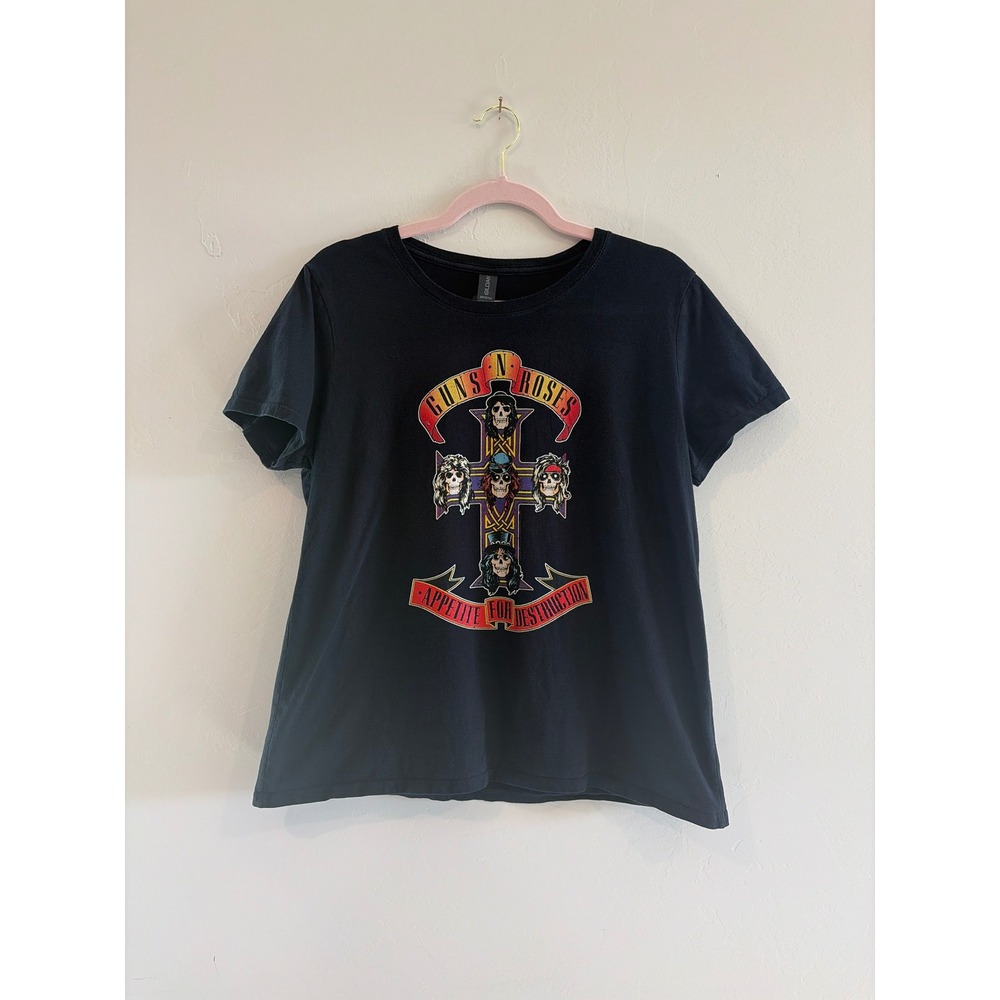 Guns N Roses Appetite for Destruction Graphic Tee Black Gildan Softstyle Large